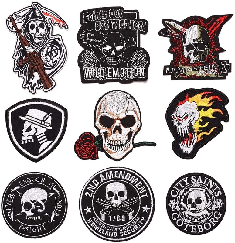 Parches Calaveras para Ropa, 9pcs Parche