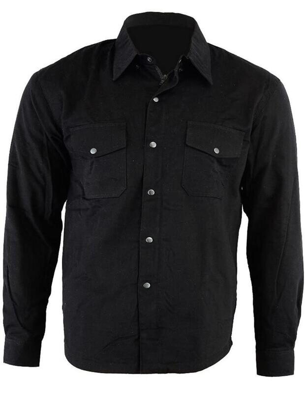 Camisa protectora de franela para motocicleta con forro de aramida Negro Camisa protectora de franela para motocicleta con forro de aramida Negro
