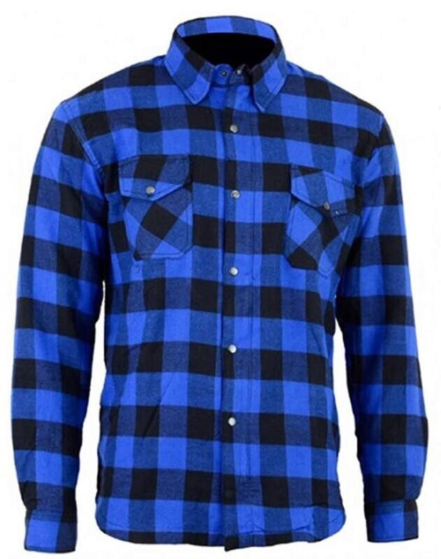 Camisa protectora de franela para motocicleta con forro de aramida Azul/Negro Camisa protectora de franela para motocicleta con forro de aramida Azul/Negro