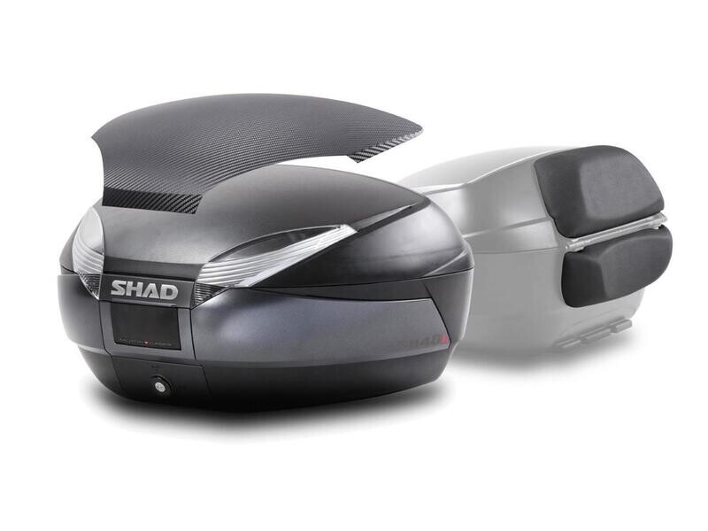 Baúl SHAD SH48 Gris Tapa CARBONO + DOBLE Respaldo