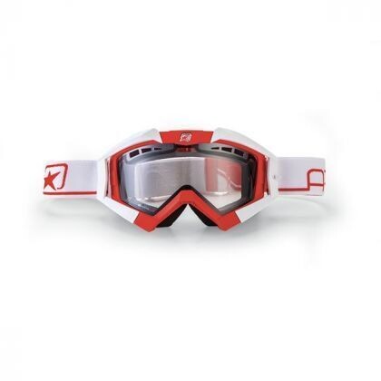 GAFAS RC FLOW ROJO-BLANCO, LENTE CLARA DOBLE VENTILADA