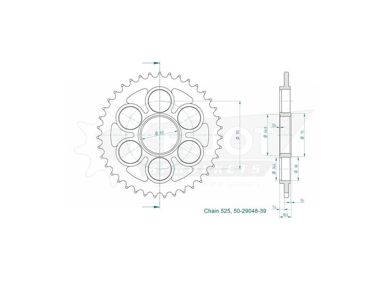 Corona Esjot acero 50-29048 39 Dientes Ducati Panigale 1299