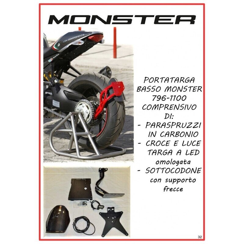 PORTA MATRICULA BAJO PARA MONSTER 796/1100 EVO MONOBRAZO