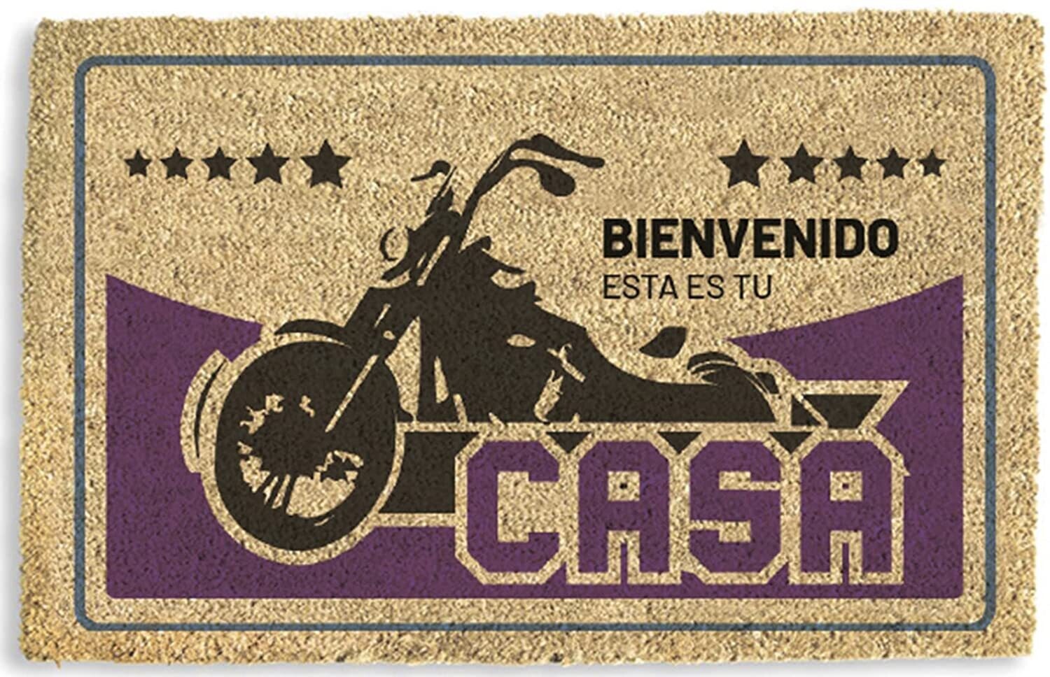 Felpudo Coco | Felpudo Original Rectangular Moto Morado - 60x40 cm