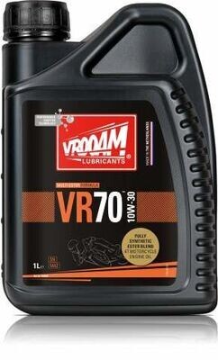 VROOAM BOTE 1 LITRO VR-70 SERIES ACEITE MOTOR 4T - 100% SINTÉTICO TECNOLOGÍA MULTI ESTER SAE 10W30