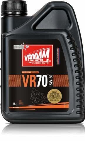 VROOAM BOTE 1 LITRO VR-70 SERIES ACEITE MOTOR 4T - 100% SINTÉTICO TECNOLOGÍA MULTI ESTER SAE 15W50