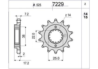 PIÑON PROF. DUCATI 796 14 D MOD 7229