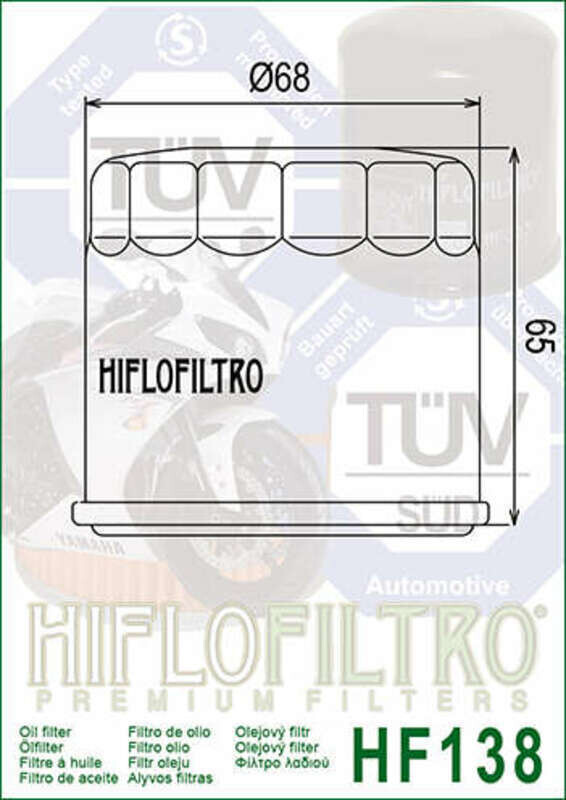 Filtro de aceite cromo Hiflofiltro HF138C