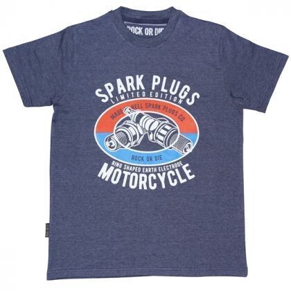 CAMISETA ROCK OR DIE SPARK PLUGS AZUL HOMBRE