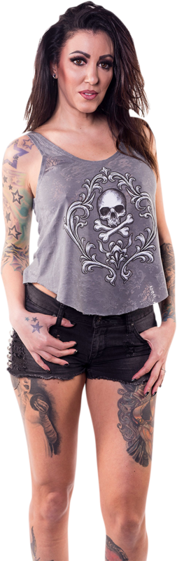 LETHAL HEAD Top suelo Skull and Crossbones mujer
