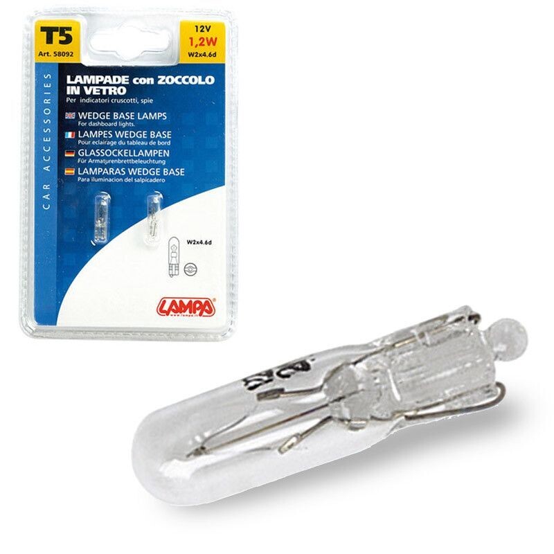 LAMPARA T5 12V 1,2W W2X4,6D HOMOLOGACION E (2 UNIDADES)