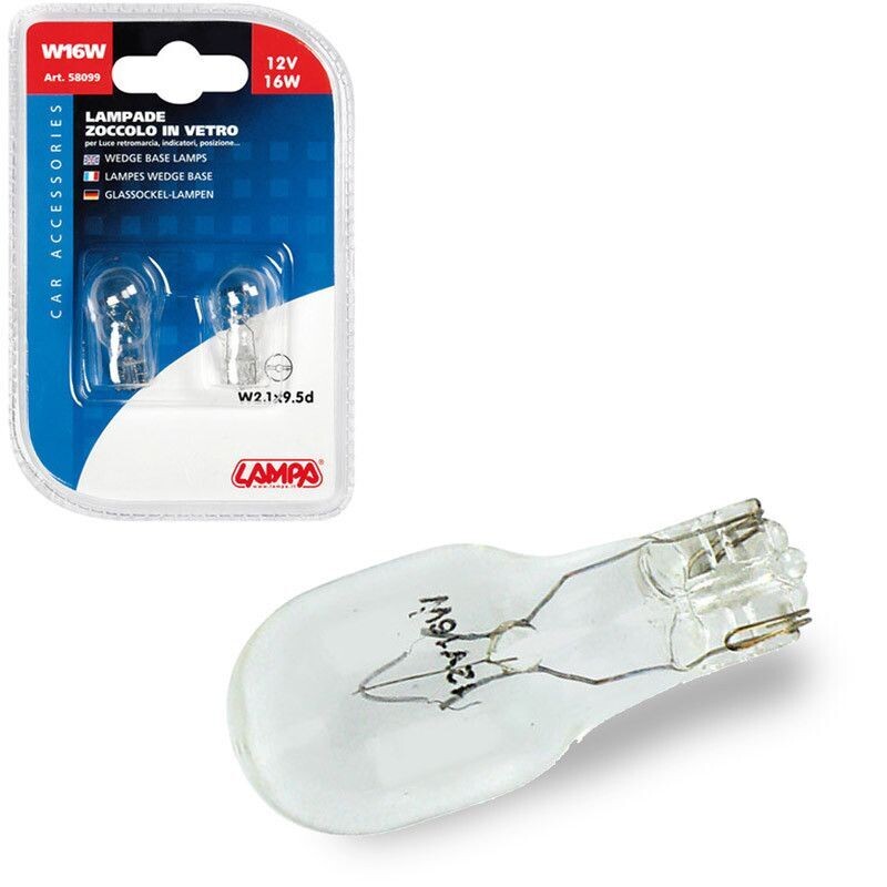 LAMPARA 12V 16W W2,1X9, 5D HOMOLOGACION E (BLISTER 2 UNIDADES)