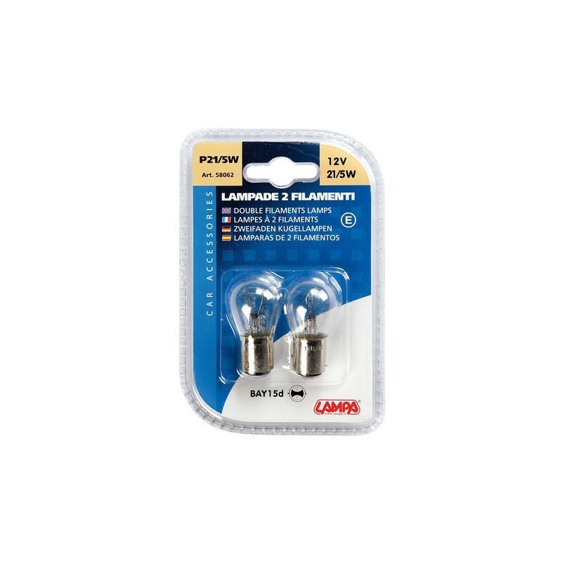 LAMPARA P21/5W 2 FILAMENTOS 12V BA415D HOMOLOGACION E (BLISTER 2 UNIDADES)