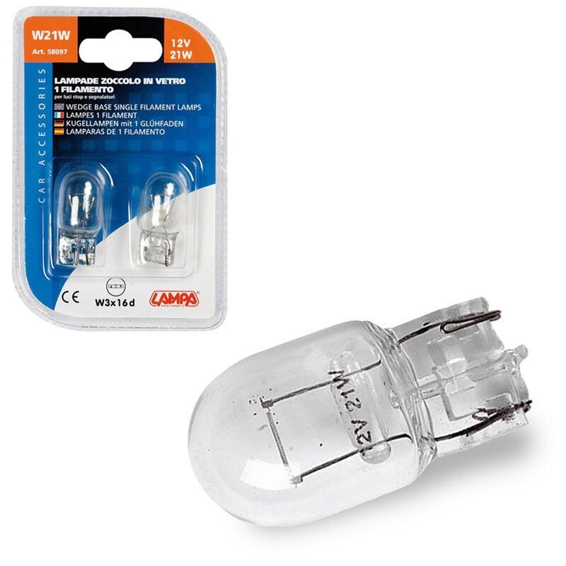 LAMPARA W21W 12V 21W W3X16D HOMOLOGACION E (BLISTER 2 UNIDADES)