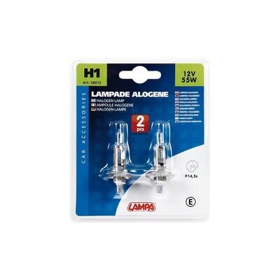 LAMPARA H1 12V 55W P14,5S HOMOLOGACION E (BLISTER 2 UNIDADES)