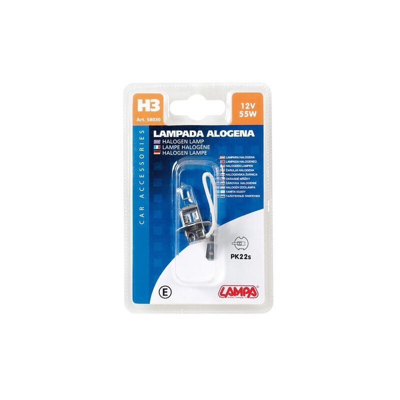 LAMPARA H3 12V 55W PK22S HOMOLOGACION E (BLISTER 1 UNIDAD)
