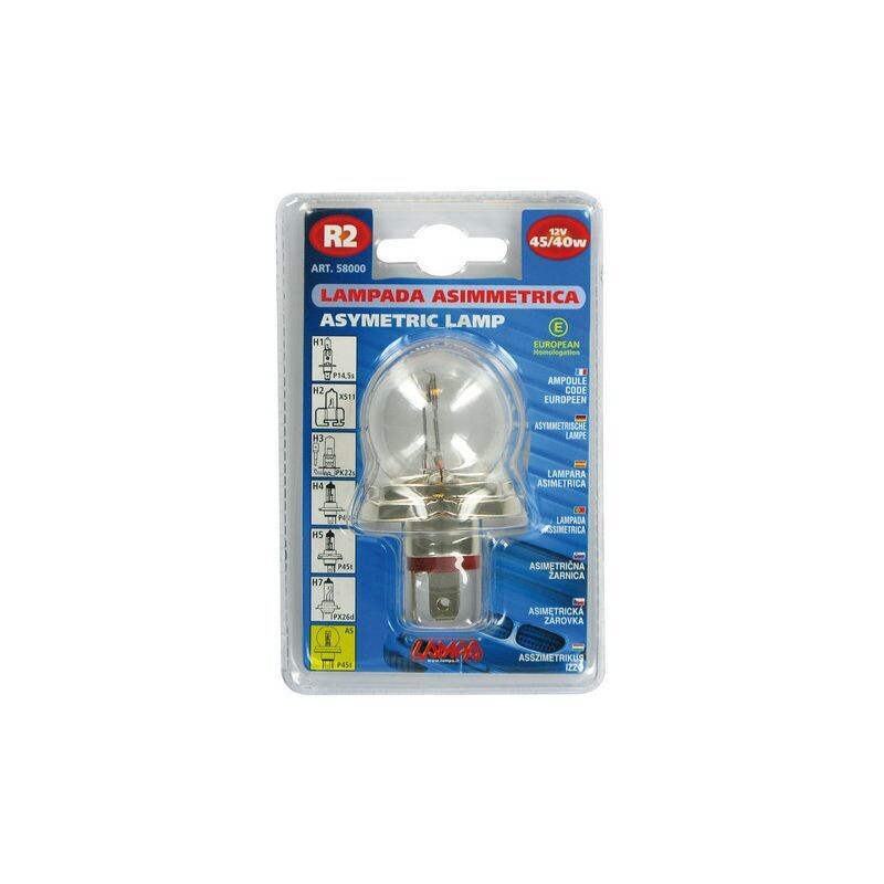 LAMPARA R2 12V 40/45W P45T HOMOLOGACION E (1 UNIDAD)