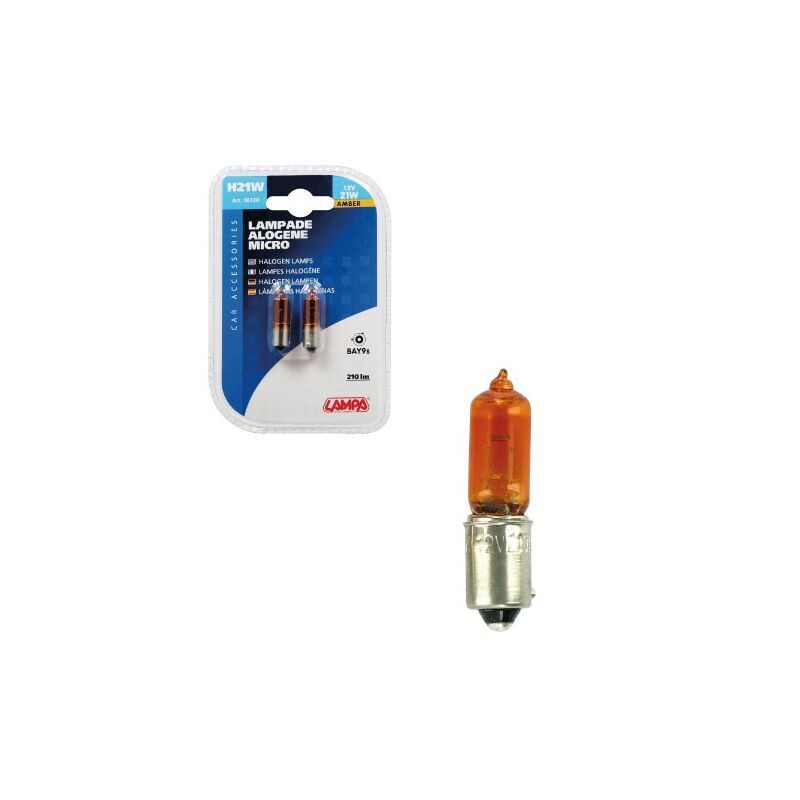 LAMPARA HY21W 12V 21W HALOGENA MICRO BAY9S NARANJA (2 UNIDADES)