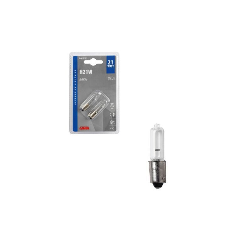 LAMPARA HALOGENA 12V BAY9S H21W 21W (2 UNIDADES)