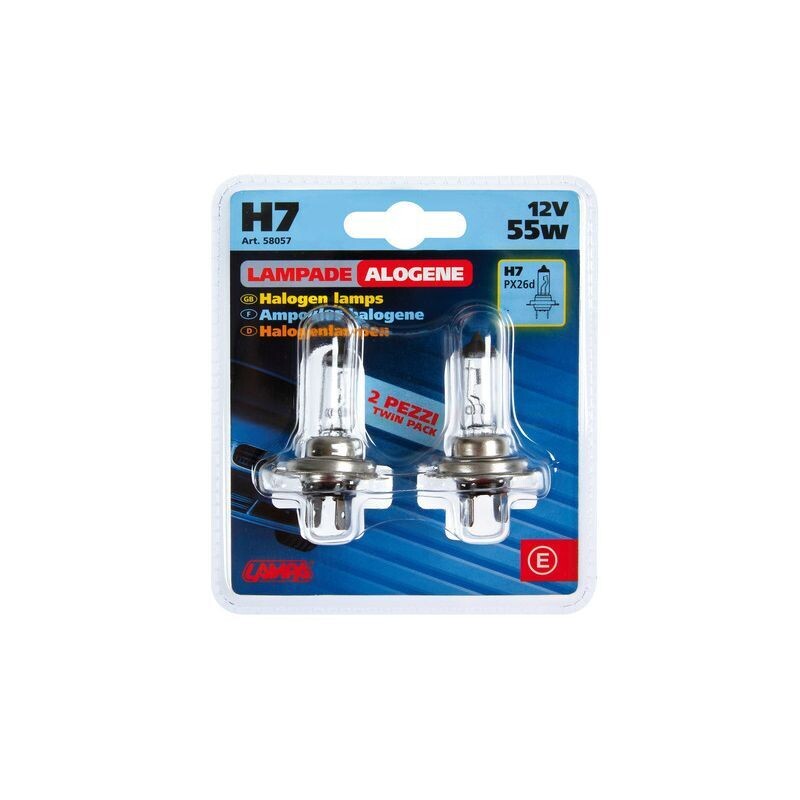 LAMPARA H7 12V 55W PX26D HOMOLOGACION E (2 UNIDADES)