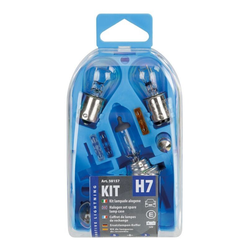 KIT DE VIAJE (RECAMBIO) LAMPARA H7 12V (BLISTER 5 LAMPARAS + 3 FUSIBLES)