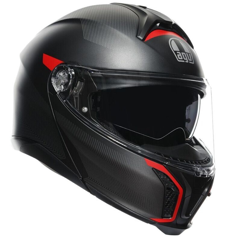 AGV TOURMODULAR AGV E2206 MULTI MPLK FREQUENCY MATT GUNMETAL/RED