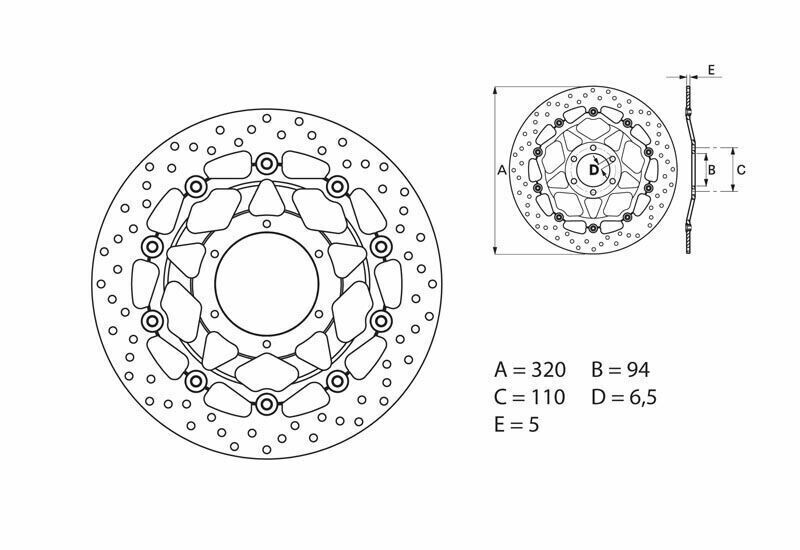 Disco de freno flotante Brembo 78B40876 Honda CBR 1000 RR