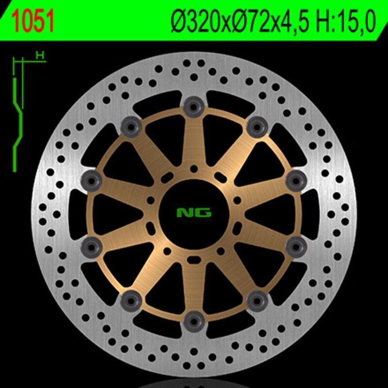 Disco de freno NG 1051 Ø320 x Ø72 x 4.5 Ducati