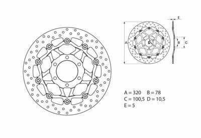 Disco de freno flotante Brembo 78B40874 TRIUMPH DAYTONA / SPRINT