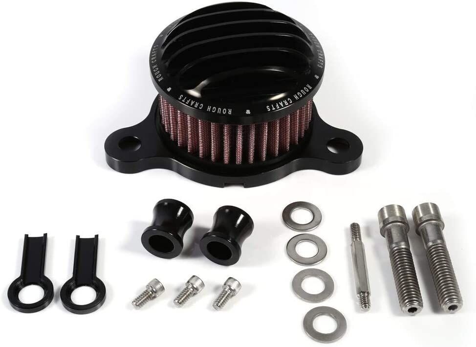 Filtro de filtro de aire con accesorios-Kit de sistema de filtro de admisión de filtro de aire Qiilu Air Cleaner para Sportster XL883 XL1200 2004-2015(negro)