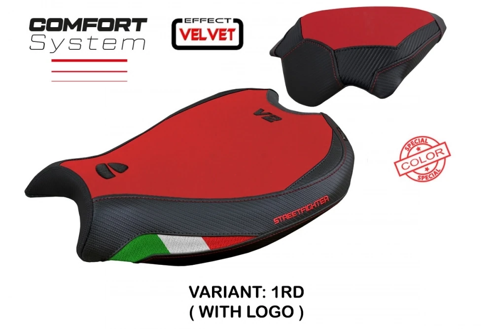 Funda de asiento Tappezzeria Ducati Streetfighter V2 (2022) modele Mina velvet confort system