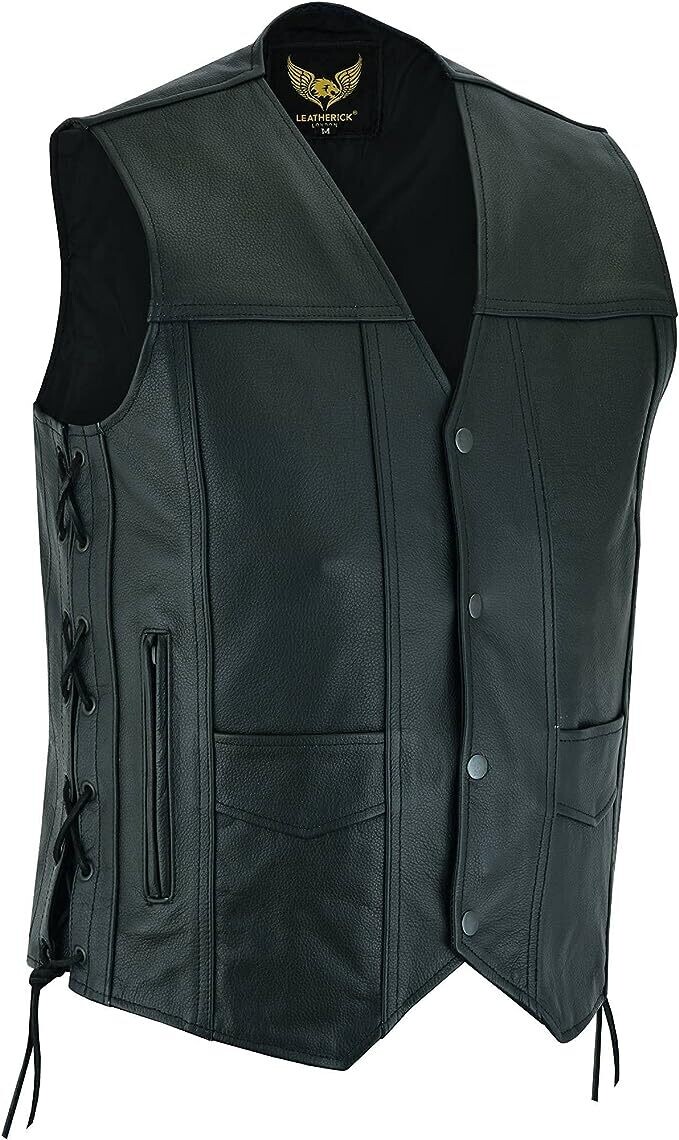 Leatherick Top-Grain Cowhide Real Chaleco Cuero