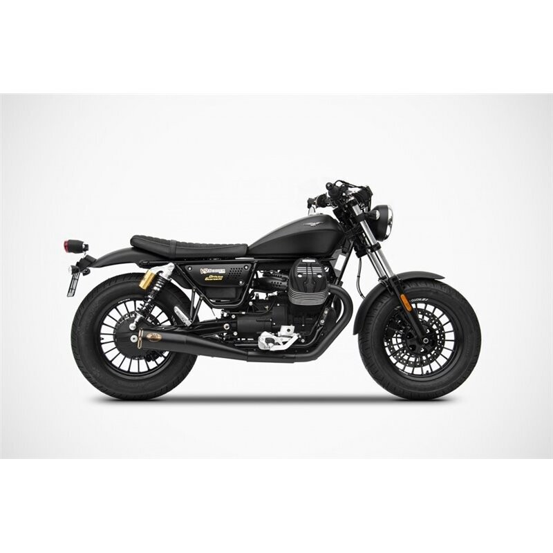 ZARD ESCAPE SLIM NEGRO-BRONCE RACING ACERO INOXIDABLE MOTO GUZZI  V9 BOBBER - ROAMER Homologado