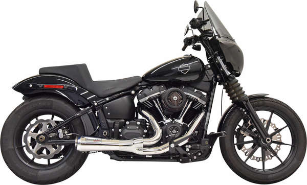 Sistema de escape 2-en-1 Ripper corto BASSANI XHAUST Exhaust 2:1 Road Rage 2 Ripper Short 49C SS M8 Softail Cromado