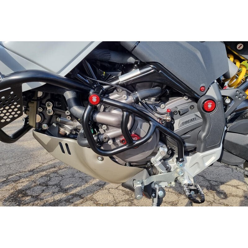 PROTECTOR DE BOMBA AGUA NEGRO EN TUBOS DE ACERO CNC RACING DUCATI DESERT X