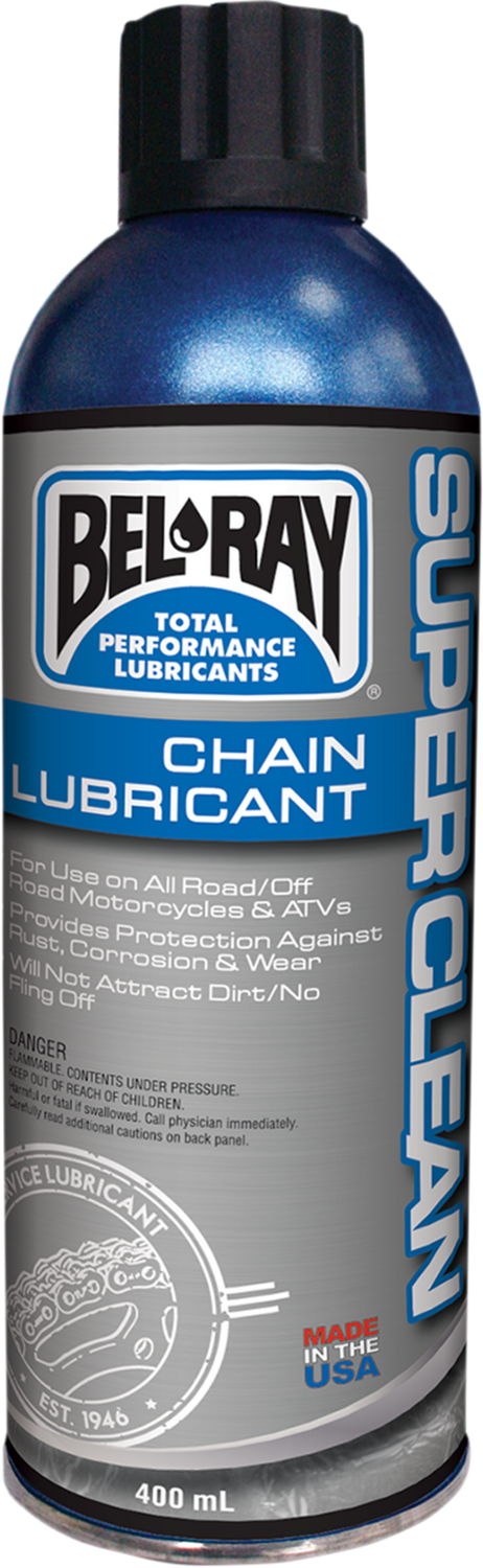 Lubricante para cadena Super Clean BEL-RAY
LUBE SUPER CLEAN CHAIN 175ML