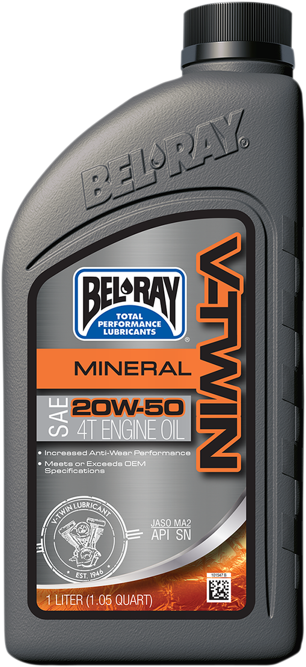 Aceite motor 4T mineral V-Twin BEL-RAY
OIL VTWIN 20W50 1L
