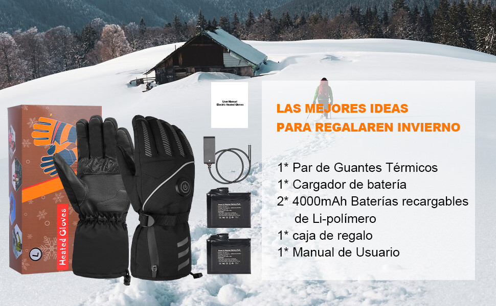Guantes Calefactables 3 niveles  de temperatura