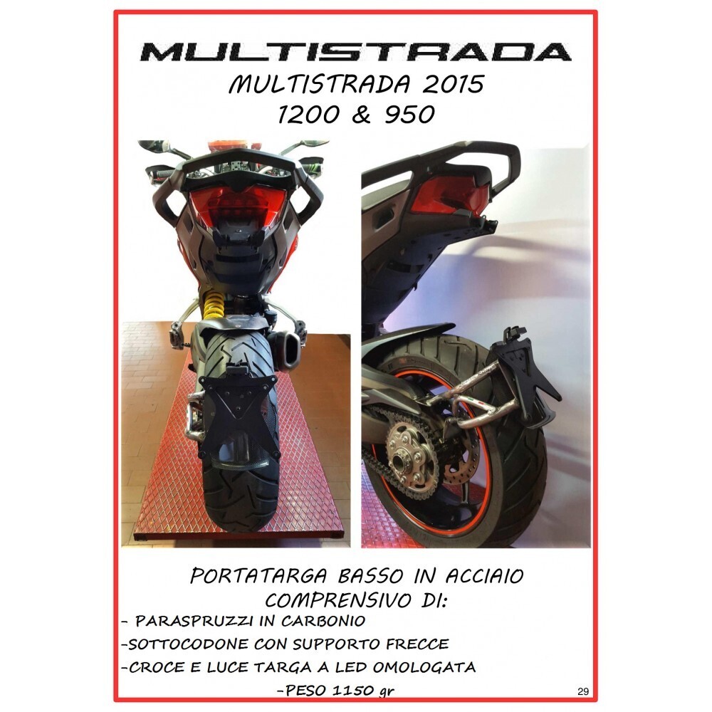 KIT PORTA MATRÍCULA UN BRAZO BAJO MULTISTRADA 1200 DESDE 2015