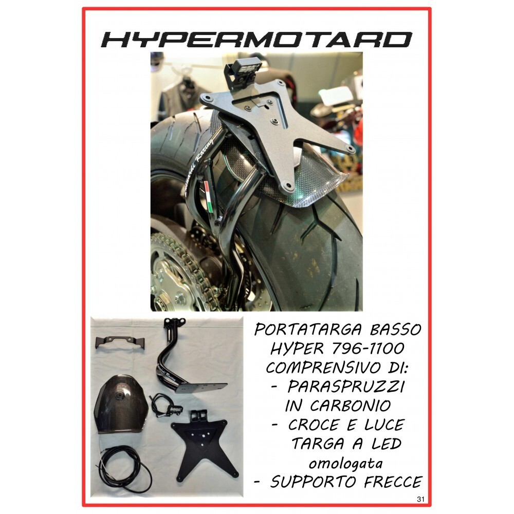 KIT PORTAMATRÍCULAS BAJO MONOBRAZO PARA HYPERMOTARD 796/1100