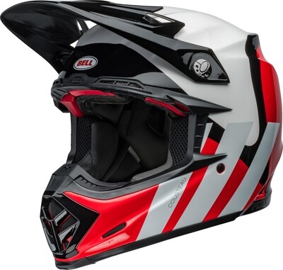 Casco BELL Moto-9S Flex - Hello Cousteau Stripes Gloss White/Red