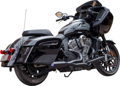 Sistema de escape calificador 2 en 1 S&S CYCLE Exhaust Qualifier 2:1 Race Only Brushed Stainless Black para Indian Challenger