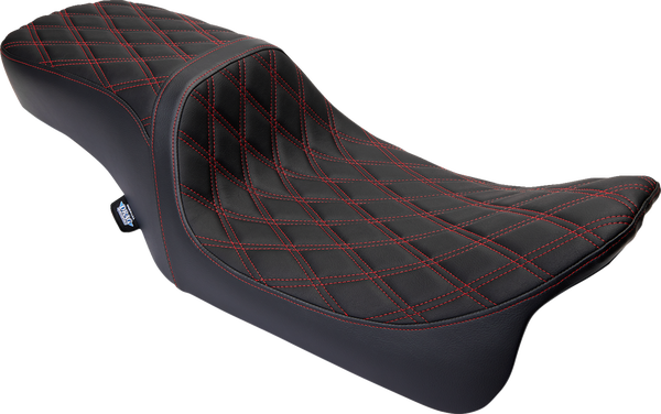 Asiento 2-Up Performance Predator DRAG SPECIALTIES
Seat Predator 2-Up Vinyl Dbl Diamond Red Stitch  para Harley Davidson FLH 2008-23