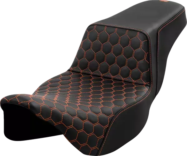 Asiento elevador tipo panal SADDLEMEN
SEAT STEP UP HC ORANGE STITCH para Harley Davidson