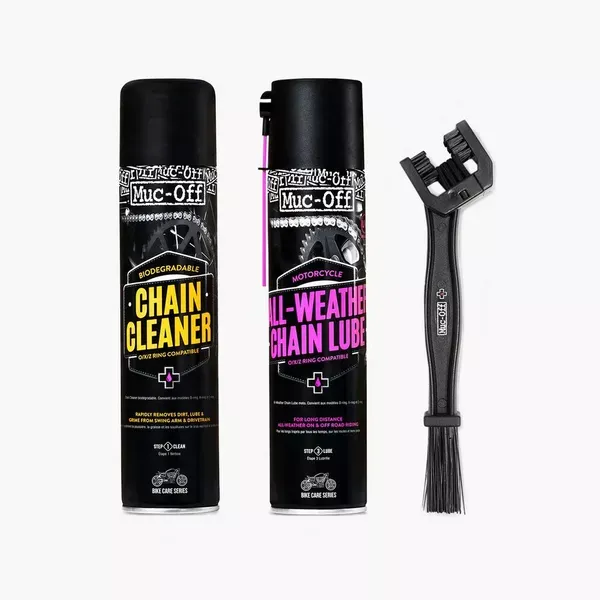 Kit limpiador de cadenas MUC-OFF
MOTORCYCLE CHAIN CARE KIT Kit limpiador de cadenas MUC-OFF
MOTORCYCLE CHAIN CARE KIT