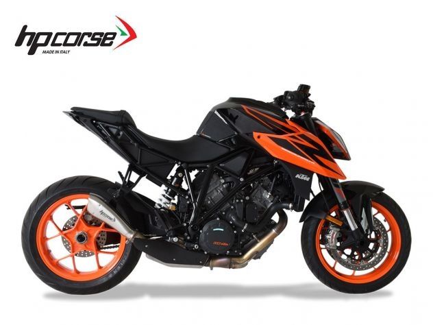 SILENCIADOR CORTO HP CORSE HYDROFORM ACERO SATINADO KTM 1290 SUPER DUKE 2017-2019