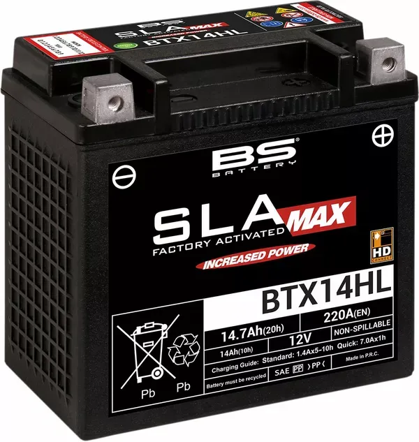 Batería AGM activada de fábrica SLA MAX libre de mantenimiento BS BATTERY BATTERY BS BTX14HL SLA-MAX para Harley Davidson