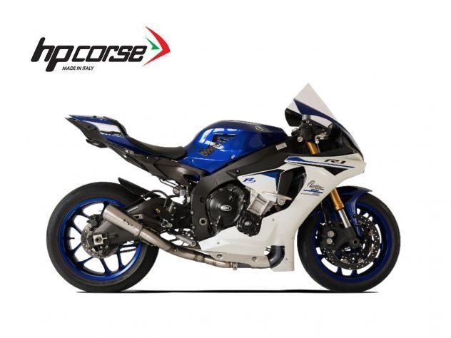 SILENCIADOR RACING HP CORSE GP07 SATINADO CON MALLA YAMAHA R1 / M 2015-2020