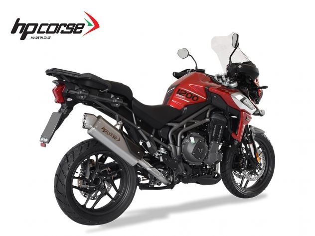 SILENCIADOR 4 VÍAS R HP CORSE ACERO SATINADO TRIUMPH TIGER 1200 2018-2023