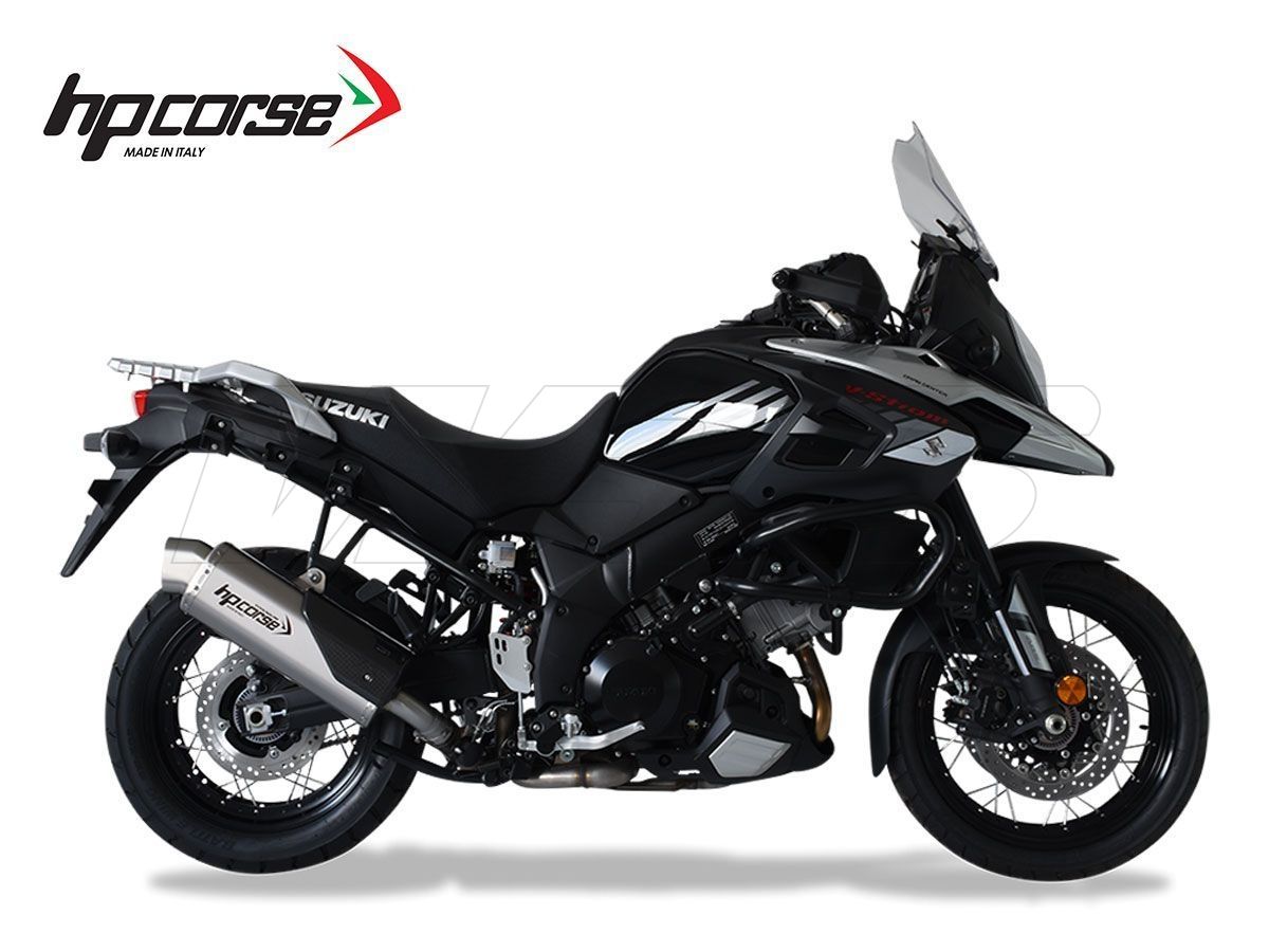 SILENCIADOR 4 VÍAS R HP CORSE ACERO SATINADO SUZUKI V-STROM 1000 2017-2020